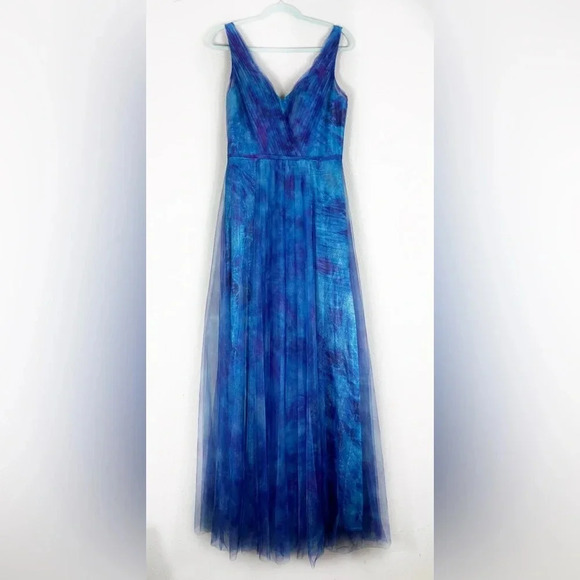 NWOT Rene Ruiz Collection V-neck Floral Organza Gown Maxi Sleeveless Dress sz 8 - Picture 15 of 16